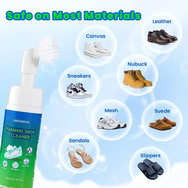 Alt view image 6 of 7 - Shoe Cleaner Kit, 2-in-1 Foam Water-free Sneaker Cleaner with Brush, 6.76 oz White Shoe Cleaner Kit for Tennis Shoes, Running, Golf, Suede, PU, Nubuck, Leather, Canvas, Rubber, Sole