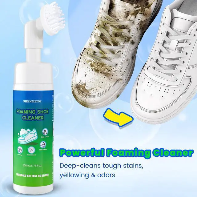 Alt view image 4 of 7 - Shoe Cleaner Kit, 2-in-1 Foam Water-free Sneaker Cleaner with Brush, 6.76 oz White Shoe Cleaner Kit for Tennis Shoes, Running, Golf, Suede, PU, Nubuck, Leather, Canvas, Rubber, Sole
