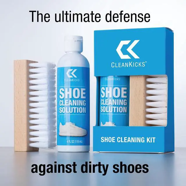 Alt view image 7 of 7 - Shoe Cleaning Kit - Footwear Cleaner for Sneakers, Boots, Cleats, and Many Other Shoe Types - (4 Ounce Bottle and Brush). Packaging May Vary Between Green and Blue.
