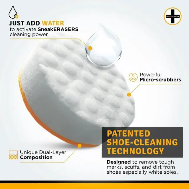 Alt view image 2 of 7 - Instant Sneaker Cleaner, Premium Shoe Cleaning Kit for Sneakers, Dual-Sided Sponges, Effective for Tennis Shoes & Women Men Sneakers, Gentle Rub Design (10 Pack)