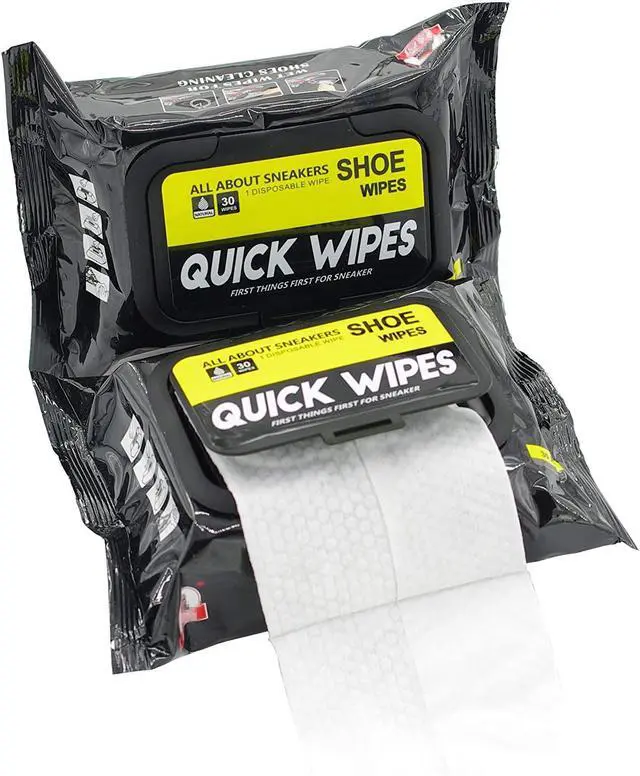 Main image of 2 Pack 60 Pcs Shoe Sneaker Wipes Cleaner Quick Wipes Disposable Travel Portable Removes Dirt, Stains