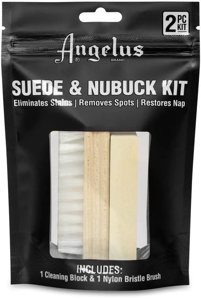 Alt view image 2 of 7 - Suede & Nubuck Cleaner Kit - 1 Cleaning Eraser Block and 1 Nylon Bristle Brush - Eliminates Stains, Removes Spots, Restores Nap - for Leather Suede Shoe, Handbags, Jackets, Boots, Furniture