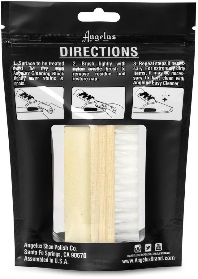 Alt view image 5 of 7 - Suede & Nubuck Cleaner Kit - 1 Cleaning Eraser Block and 1 Nylon Bristle Brush - Eliminates Stains, Removes Spots, Restores Nap - for Leather Suede Shoe, Handbags, Jackets, Boots, Furniture