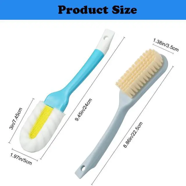 Alt view image 2 of 6 - 2Pack Shoe Cleaning Brush,Sneaker Shoe Cleaner Brush, Soft Bristle Cleaning Shoes Scrubber,Long Handle Shoe Scrubbing Brush,White Sneaker Cleaner Brush,Shoe Brushes for Cleaning (Blue)