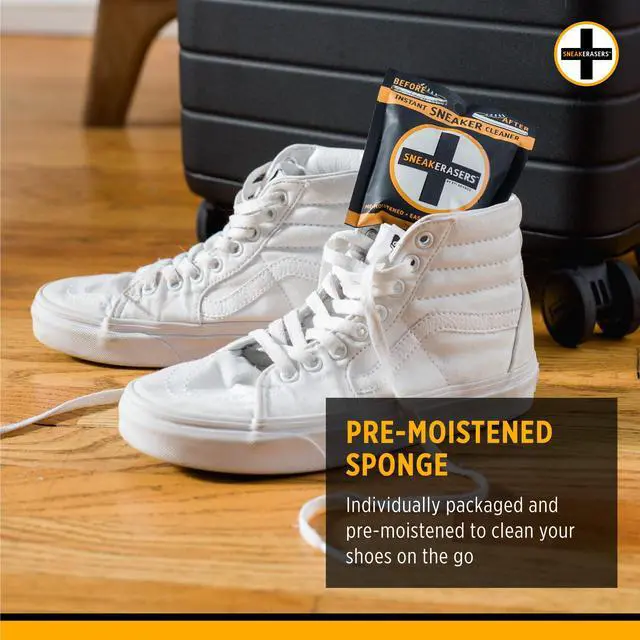 Alt view image 5 of 7 - Instant Sneaker Cleaner Sponge, Effective Shoe Cleaning Kit for White Sneakers, Tennis Shoes - Pre-Moistened, Portable Shoe Cleaner, Perfect for Smooth Soles and Midsoles, 3 Pack