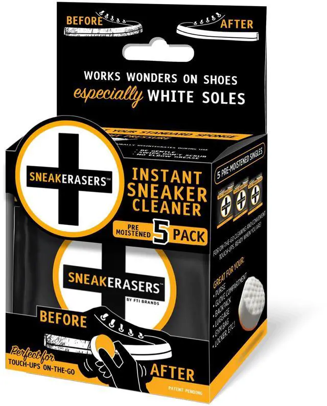 Alt view image 7 of 7 - Instant Sneaker Cleaner Sponge, Effective Shoe Cleaning Kit for White Sneakers, Tennis Shoes - Pre-Moistened, Portable Shoe Cleaner, Perfect for Smooth Soles and Midsoles, 3 Pack