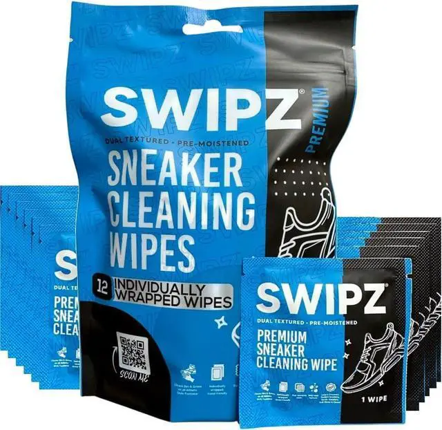 Main image of Sneaker Cleaner Wipes Instant Shoe Cleaner for White Sneakers, Rubber Soles & Leather | Sneaker Eraser Wipes for Nike, Adidas, Air Jordan & More | 12 Travel Packs