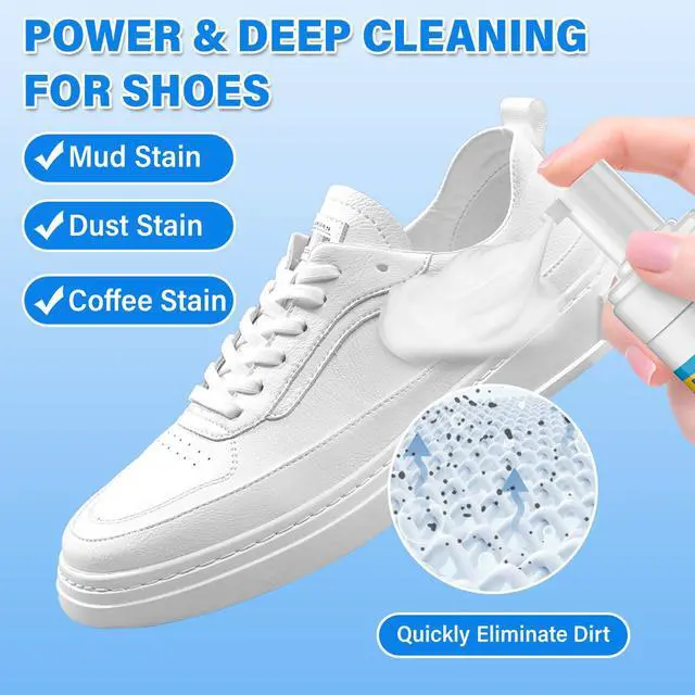 Alt view image 2 of 6 - Shoe Cleaner, 6.76 fl oz Shoe Cleaning Kit with Brush and Towel, White Sneaker Cleaner for Removing Stains