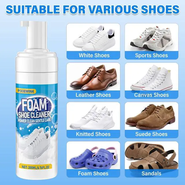 Alt view image 4 of 6 - Shoe Cleaner, 6.76 fl oz Shoe Cleaning Kit with Brush and Towel, White Sneaker Cleaner for Removing Stains