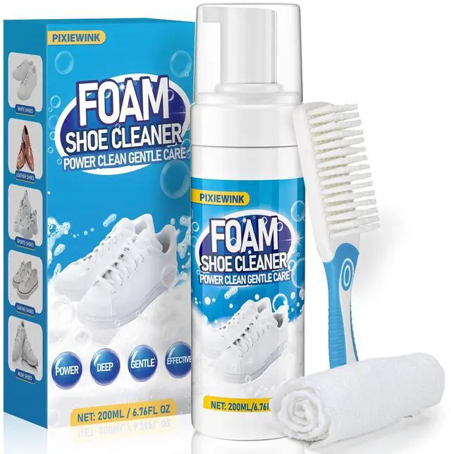 Main image of Shoe Cleaner, 6.76 fl oz Shoe Cleaning Kit with Brush and Towel, White Sneaker Cleaner for Removing Stains