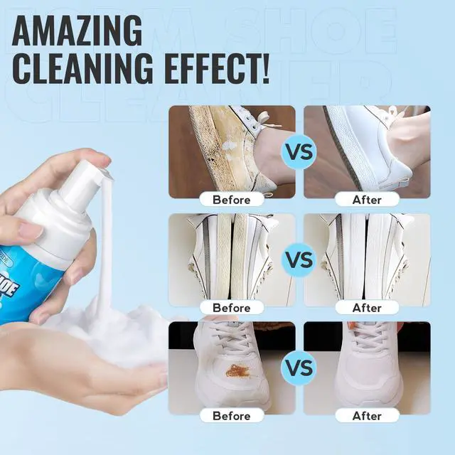 Alt view image 3 of 7 - Shoe Cleaner, Shoe Cleaning Kit-6.76 Oz Sneaker Cleaner with Brush and Towel, White Shoe Cleaner Works on Leather, Knit, Canvas, Suede, PU, Fabric, Boots