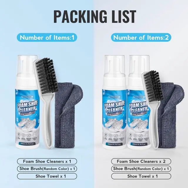 Alt view image 5 of 7 - Shoe Cleaner, Shoe Cleaning Kit-6.76 Oz Sneaker Cleaner with Brush and Towel, White Shoe Cleaner Works on Leather, Knit, Canvas, Suede, PU, Fabric, Boots
