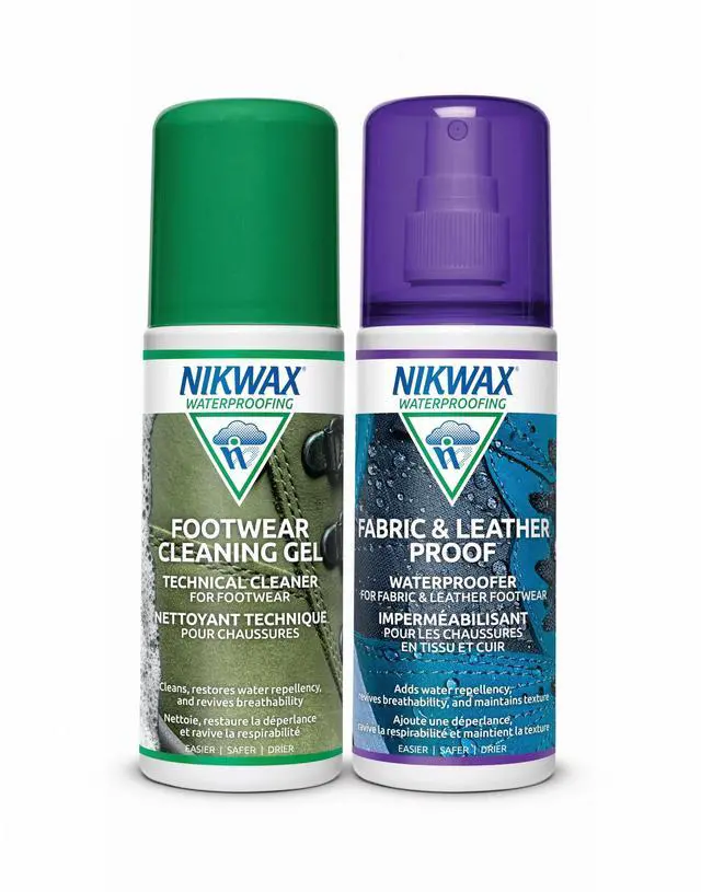Main image of Fabric & Leather Footwear Cleaning and Waterproofing Duo-Pack, 125ml, Spray On, Restores DWR Water Repellency, Shoe Care, Boot & Footwear Cleaner, Rain Protection, Safe for Gore-Tex