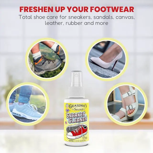 Alt view image 3 of 7 - Shoe Cleaner - Stain Remover Spray for Rubber, Canvas and Leather - Removes Dirt, Grime and Grass - Sneakers Cleaner for Outdoor Shoes, Slippers and Moccasins - 3 Ounce