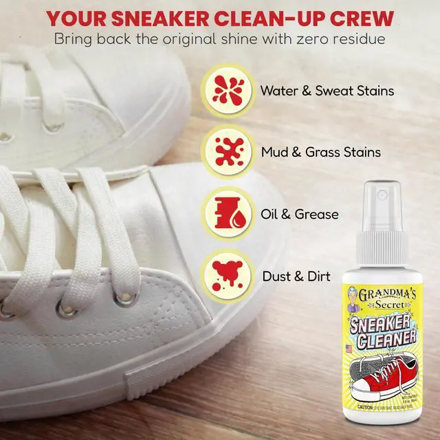 Alt view image 2 of 7 - Shoe Cleaner - Stain Remover Spray for Rubber, Canvas and Leather - Removes Dirt, Grime and Grass - Sneakers Cleaner for Outdoor Shoes, Slippers and Moccasins - 3 Ounce