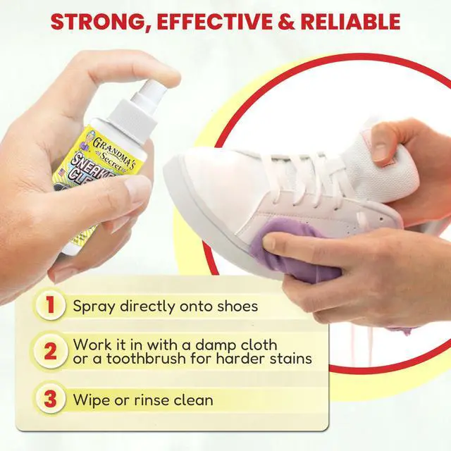 Alt view image 7 of 7 - Shoe Cleaner - Stain Remover Spray for Rubber, Canvas and Leather - Removes Dirt, Grime and Grass - Sneakers Cleaner for Outdoor Shoes, Slippers and Moccasins - 3 Ounce