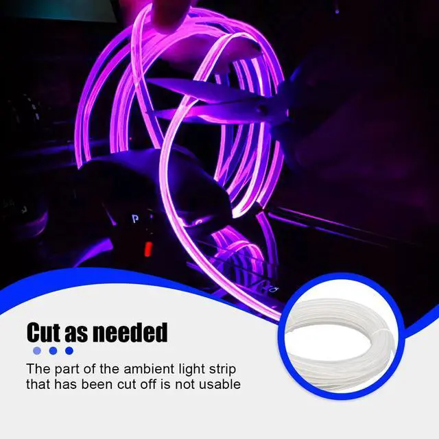 Alt view image 6 of 6 - 16FT EL Wire Interior Car LED Strip Lights, USB Neon Vehicle Ambient Lighting with Fiber Optic, Sound Music Active Automotive Inside Decorations Lamp Strip, Universal Fit