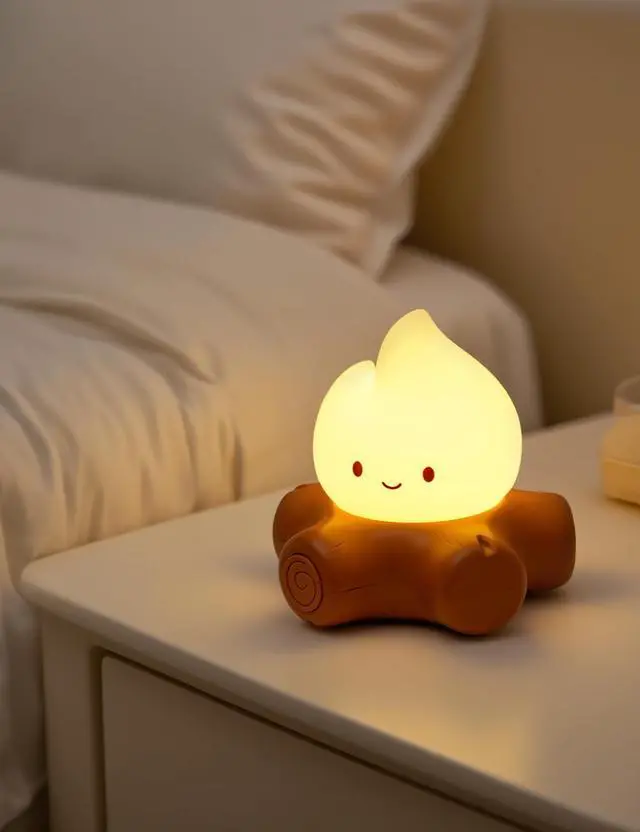 Alt view image 6 of 7 - Fake Campfire Lamp, Ambient Lighting, Desk Accessories, Portable Rechargeable Night Light, Candlelight Mode Mood Lighting, Bedroom, Desktop, Camping Decor, Cute Gifts