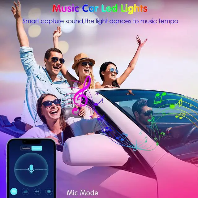 Alt view image 4 of 7 - Interior Car Lights Keepsmile Car Accessories APP Control with Remote Music Sync Color Change RGB Under Dash Lighting with Charger 12V LED Lights Running Board Lights