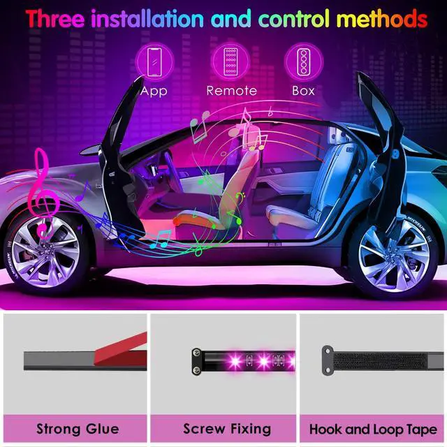 Alt view image 5 of 7 - Interior Car Lights Keepsmile Car Accessories APP Control with Remote Music Sync Color Change RGB Under Dash Lighting with Charger 12V LED Lights Running Board Lights