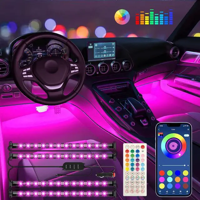 Main image of Interior Car Lights Keepsmile Car Accessories APP Control with Remote Music Sync Color Change RGB Under Dash Lighting with Charger 12V LED Lights Running Board Lights