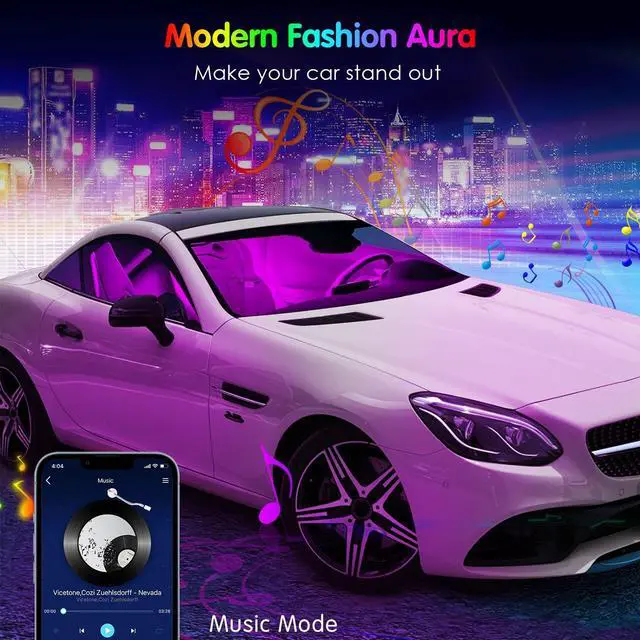 Alt view image 6 of 7 - Interior Car Lights Keepsmile Car Accessories APP Control with Remote Music Sync Color Change RGB Under Dash Lighting with Charger 12V LED Lights Running Board Lights