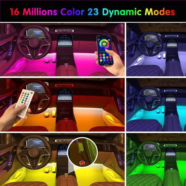 Alt view image 3 of 7 - Interior Car Lights Keepsmile Car Accessories APP Control with Remote Music Sync Color Change RGB Under Dash Lighting with Charger 12V LED Lights Running Board Lights