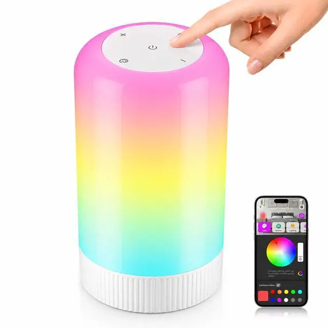Main image of RGBICWW Smart Table Lamp, Touch Bedside Lamp with App Control, LED Desk Lamp with Music Sync, 30+ Scenes & 16M Colors, Color Changing Lamp for Bedroom Living Room Gaming Dimmable Night Light, White