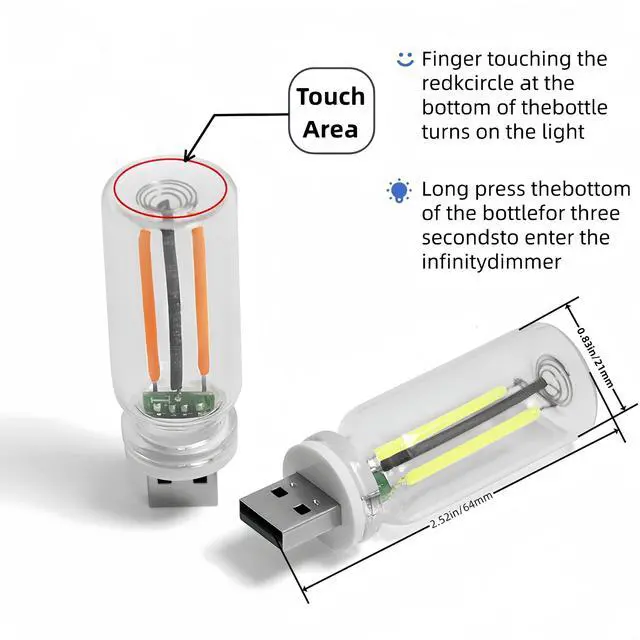 Alt view image 6 of 7 - Retro Car Lamp, Touch Adjustment USB LED Car Lights,Plug in USB Automotive Night Lamps,Plug-in Ambient Light, Mini LED Bulb for Automotive,Bedroom,Hallway,Desk,No Pole dimming(Red Light)