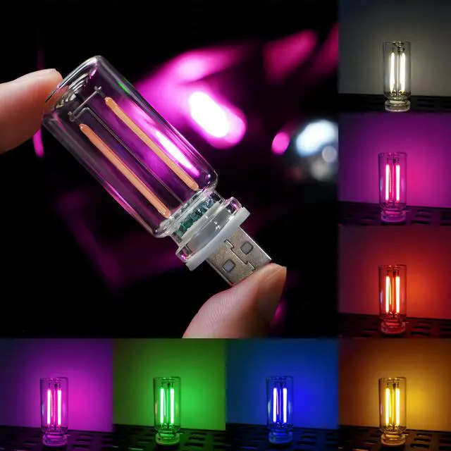 Alt view image 2 of 7 - Retro Car Lamp, Touch Adjustment USB LED Car Lights,Plug in USB Automotive Night Lamps,Plug-in Ambient Light, Mini LED Bulb for Automotive,Bedroom,Hallway,Desk,No Pole dimming(Red Light)