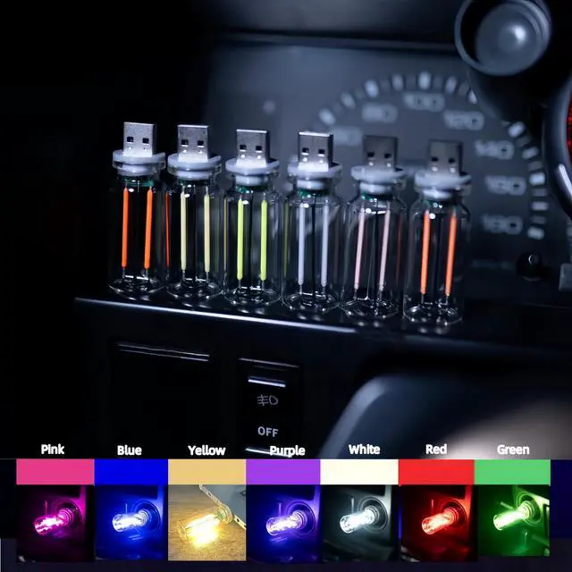 Alt view image 3 of 7 - Retro Car Lamp, Touch Adjustment USB LED Car Lights,Plug in USB Automotive Night Lamps,Plug-in Ambient Light, Mini LED Bulb for Automotive,Bedroom,Hallway,Desk,No Pole dimming(Red Light)
