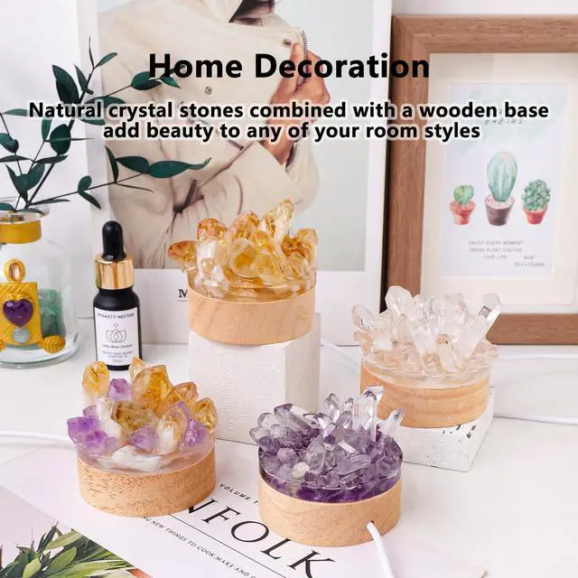 Alt view image 4 of 6 - Natural Crystal Night Lamp Bedroom Bedside Sleep Night Light Clear Healing Single Crystal Gemstone Quartz Ambient Light USB Powered Night Decoration Desktop Ornament for Home Decor Gift