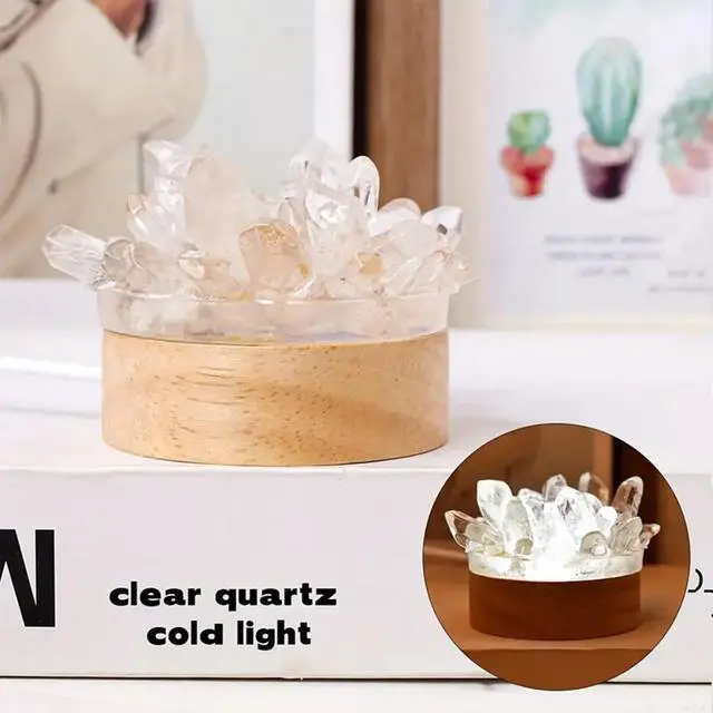 Alt view image 3 of 6 - Natural Crystal Night Lamp Bedroom Bedside Sleep Night Light Clear Healing Single Crystal Gemstone Quartz Ambient Light USB Powered Night Decoration Desktop Ornament for Home Decor Gift