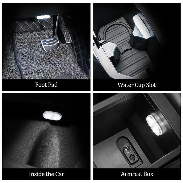 Alt view image 6 of 6 - 2 PCS Car Led Lights Interior,White Ambient Lighting Car Interior,USB Rechargeable Car Interior Reading Light,Portable Led Lights for Car