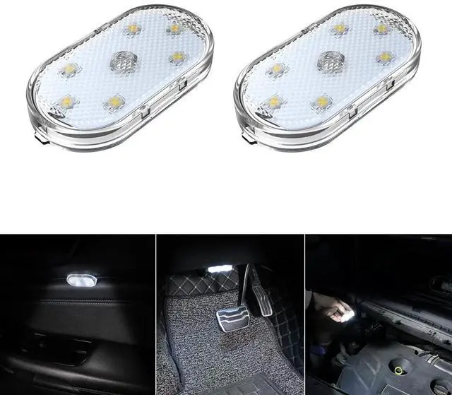 Main image of 2 PCS Car Led Lights Interior,White Ambient Lighting Car Interior,USB Rechargeable Car Interior Reading Light,Portable Led Lights for Car