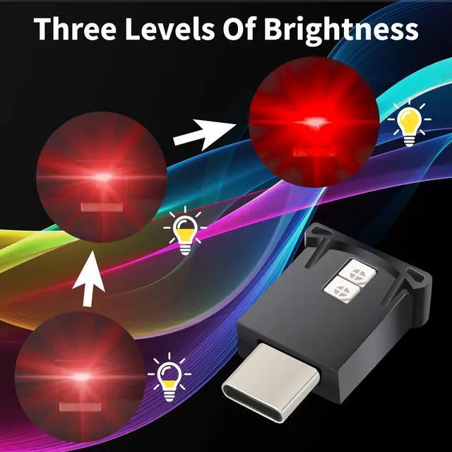 Alt view image 4 of 7 - Mini USB LED Car Light, DC 5V Intelligent Interior Car Lights, Atmosphere Lamp for Car, Plug-in Interface, Suitable for Car, Laptop Keyboard, Home Office, Adjustable Brightness (Type C)