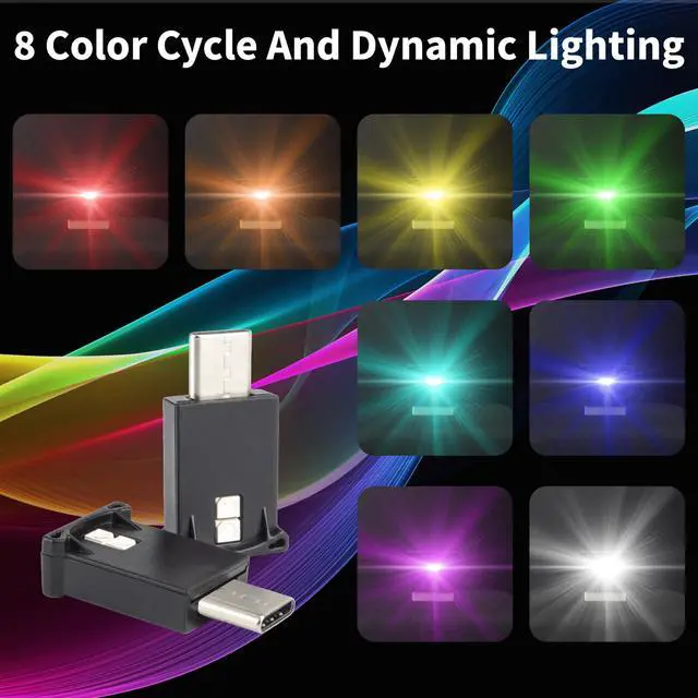 Alt view image 3 of 7 - Mini USB LED Car Light, DC 5V Intelligent Interior Car Lights, Atmosphere Lamp for Car, Plug-in Interface, Suitable for Car, Laptop Keyboard, Home Office, Adjustable Brightness (Type C)