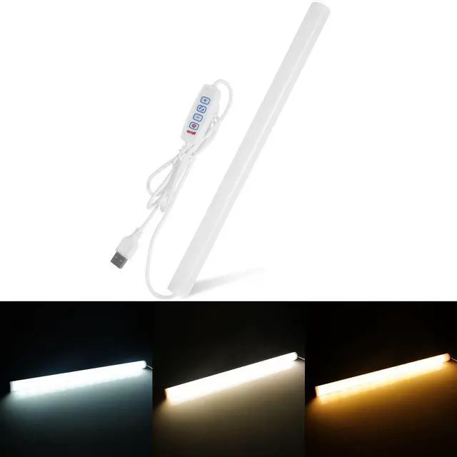 Main image of 12 Inch LED Light Bar USB Powered 3 Colors White, Warm White, Yellow, with Switch, Magnetic Dimmable Frosted Cover, for Under Monitor Desk Cabinet, 3D Printer, Over Sink
