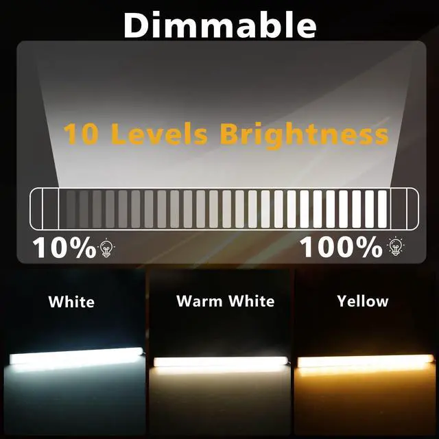Alt view image 2 of 6 - 12 Inch LED Light Bar USB Powered 3 Colors White, Warm White, Yellow, with Switch, Magnetic Dimmable Frosted Cover, for Under Monitor Desk Cabinet, 3D Printer, Over Sink