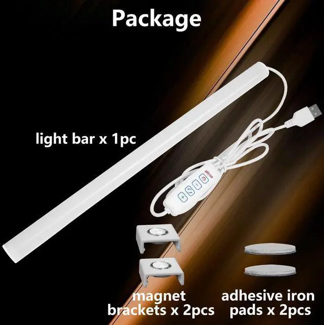 Alt view image 6 of 6 - 12 Inch LED Light Bar USB Powered 3 Colors White, Warm White, Yellow, with Switch, Magnetic Dimmable Frosted Cover, for Under Monitor Desk Cabinet, 3D Printer, Over Sink