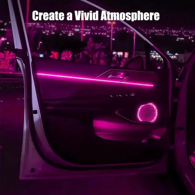 Alt view image 2 of 6 - EL Wire Interior Car LED Strip Lights, 16.5FT USB Neon Glowing Strobing Electroluminescent Wire Strip with 6mm Sewing Edge, Ambient Lighting Kits for Car Home Decorations (Pink)