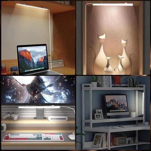 Alt view image 5 of 6 - 12 Inch LED Light Bar USB Powered 3 Colors White, Warm White, Yellow, with Switch, Magnetic Dimmable Frosted Cover, for Under Monitor Desk Cabinet, 3D Printer, Over Sink
