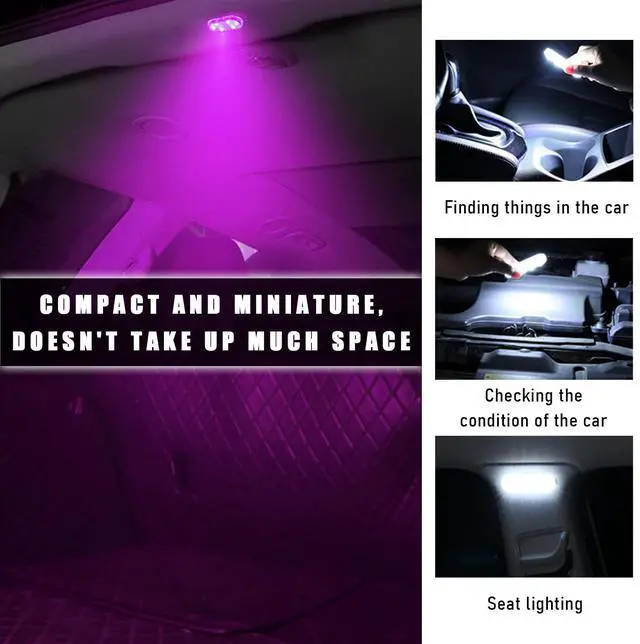 Alt view image 4 of 6 - 4 PCS Car LED Lights Interior Wireless, 7 Colors Magnetic Auto Ambient Light with 6 Bright LED Lamp Beads, Portable USB Rechargeable Vehicle Interior Led Night Light (Pink, Sticky, 4pcs)