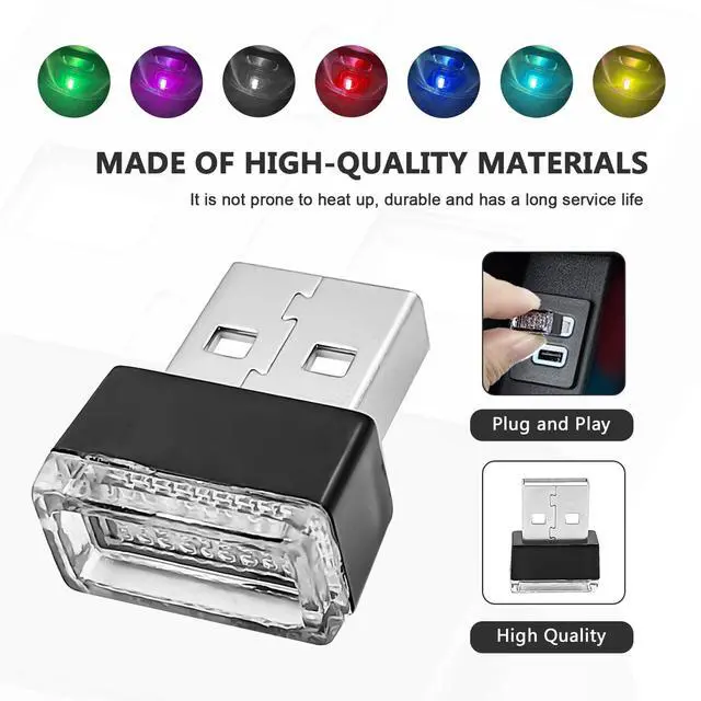 Alt view image 4 of 6 - 7 Pieces Car Ambient Lighting Kit USB LED Atmosphere Lamp with 7 Color Options Rechargeable Multicolor Interior Night Light for Car Truck Van SUV and Laptop Decor