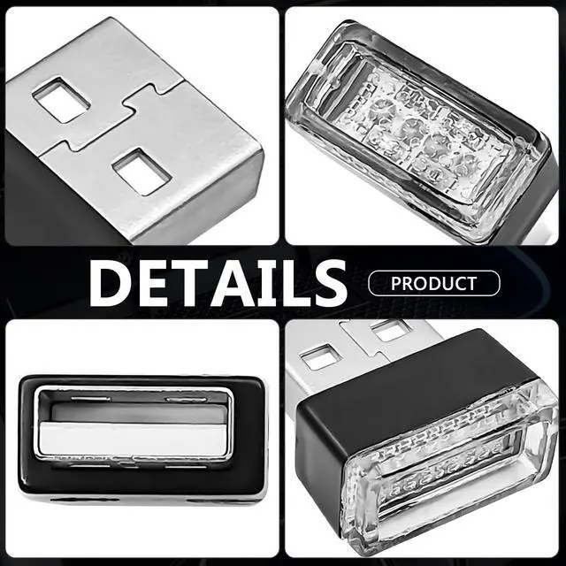 Alt view image 3 of 6 - 7 Pieces Car Ambient Lighting Kit USB LED Atmosphere Lamp with 7 Color Options Rechargeable Multicolor Interior Night Light for Car Truck Van SUV and Laptop Decor