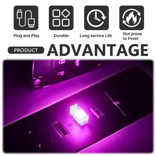 Alt view image 6 of 6 - 7 Pieces Car Ambient Lighting Kit USB LED Atmosphere Lamp with 7 Color Options Rechargeable Multicolor Interior Night Light for Car Truck Van SUV and Laptop Decor