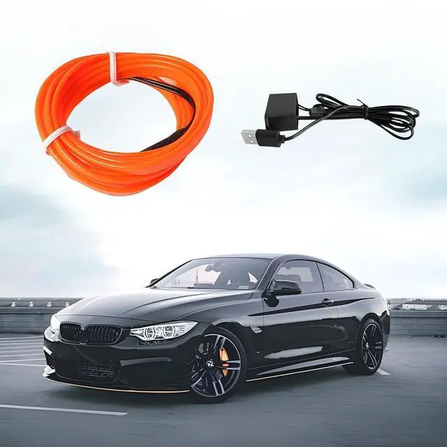 Alt view image 6 of 6 - EL Wire Car LED Strip Lights, 10FT 5V USB Vehicle Ambient Lighting Kit with Fuse Protection, Automotive Interior Neon Decoration Lamp with 5mm Sewing Edge, Universal Fit (Orange)