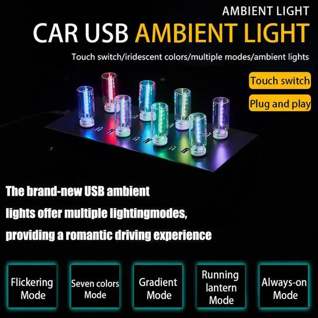 Alt view image 3 of 7 - 13 in 1 Car USB Night Light, Touch Adjustment Interior Car Lights, Portable Mini Glass Bottle LED Bulb Night Lights for Car, Camping, Party, Holiday Decoration, Bedroom, Desktop