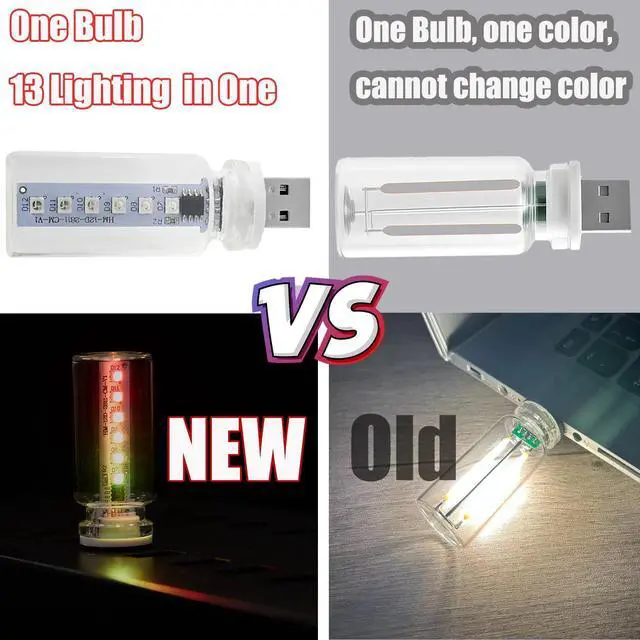 Alt view image 5 of 7 - 13 in 1 Car USB Night Light, Touch Adjustment Interior Car Lights, Portable Mini Glass Bottle LED Bulb Night Lights for Car, Camping, Party, Holiday Decoration, Bedroom, Desktop