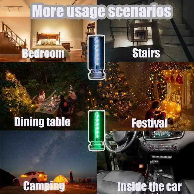 Alt view image 6 of 7 - 13 in 1 Car USB Night Light, Touch Adjustment Interior Car Lights, Portable Mini Glass Bottle LED Bulb Night Lights for Car, Camping, Party, Holiday Decoration, Bedroom, Desktop